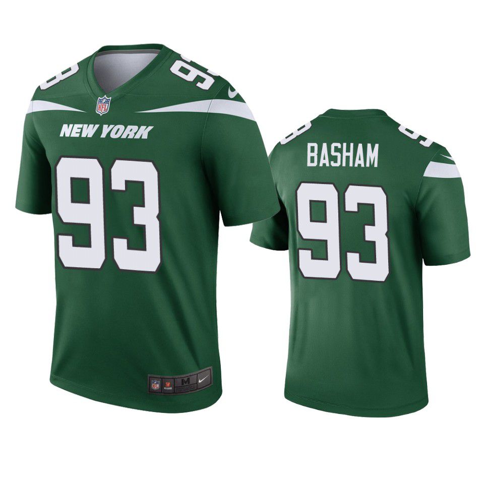 Men New York Jets 93 Tarell Basham Nike Green Color Rush Legend NFL Jersey